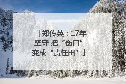 郑传英：17年坚守 把“伤口”变成“责任田”